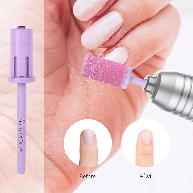 MelodySusie Crystal Top Mandrel Bit for Nails, 3/32'' Easy Off Nail Drill Bits for Sanding Bands, Suitable for Acrylic Nails Gel Manicures and Pedicures, Purple