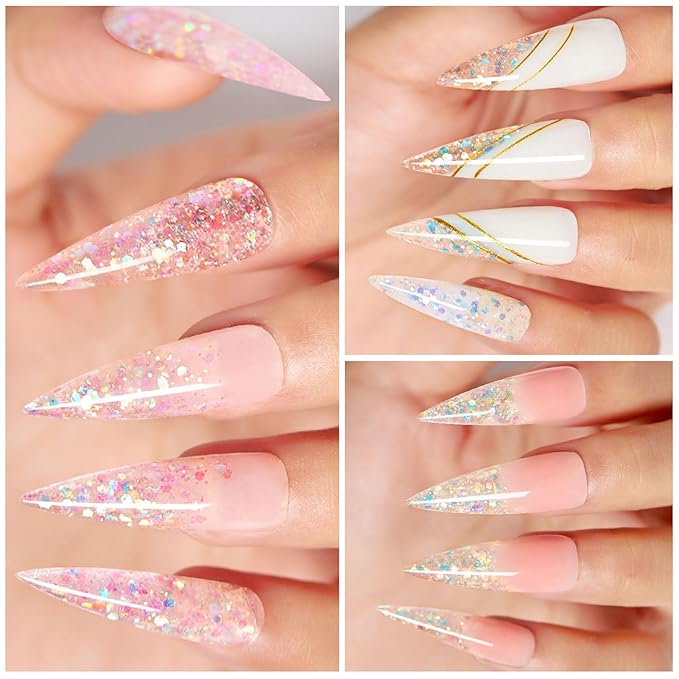 MEET ACROSS Poly Nail Gel 10Pcs Nail Extension Gel Set and Nail Extension Starter Kit for Beginners Nail Art DIY Home Gifts for Women (SET-9, 10pcs)