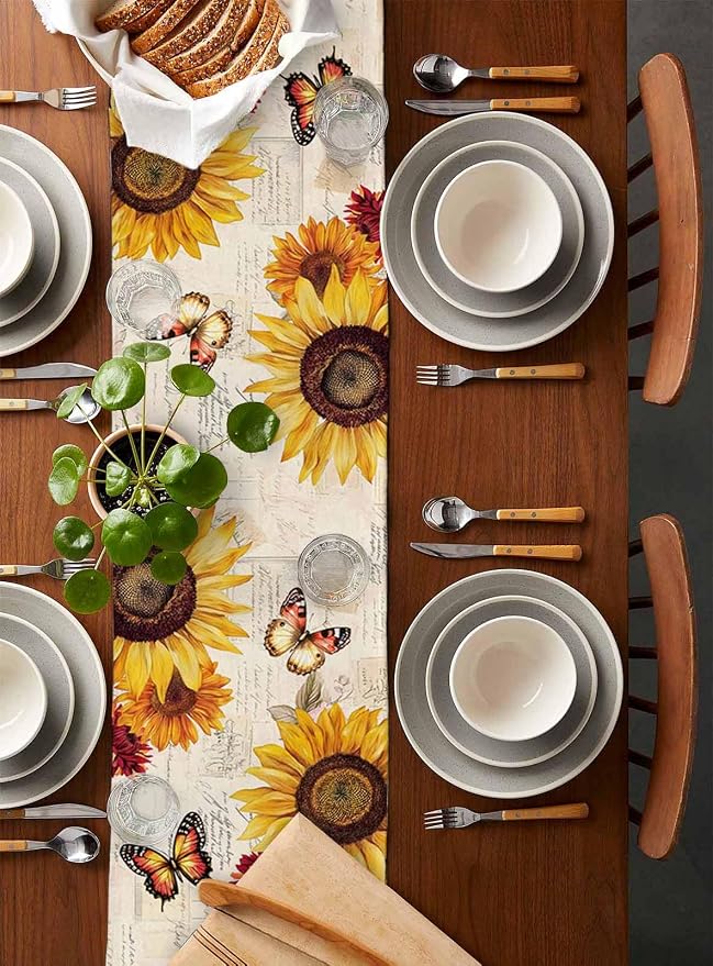 Sunflower Farmhouse Table Runners 90 Inches Long, Spring Summer Retro Table - Image 5