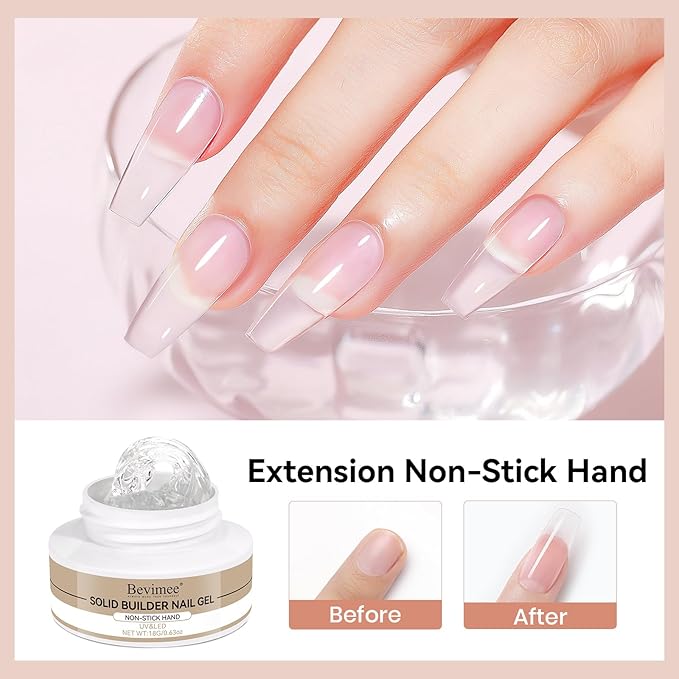 Solid Builder Gel for Nails 3PCS, 3D Hard Gel for Nail Art Sculpting Non-Stick Hand, Clear White Nude for Modeling, Sculpture, Nail Extension UV/Led Manicure DIY At Home 18g*3Colors