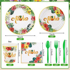 NatNarr Hawaiian Party Supplies Set, Paper Tableware Set - Image 2