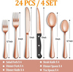 24 Pcs Rose Gold Silverware Set - Image 2