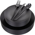 ejonirinjonir 150pcs Frosted Black Plastic Plates Plastic Plate by Ejonirinjonir