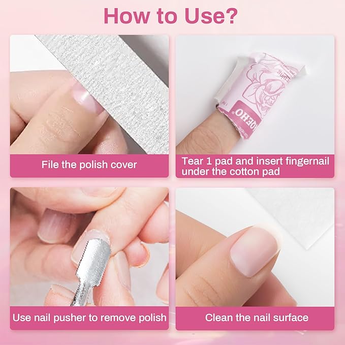 50 Nail Polish Remover Pads - Nail Wrap Wipes for Nail Polish Removal Lint Free Travel Nail Wipe Soak Off Fingernail Remover Pad Individually Wrapped Nail Paint Removal for On The Go Home Use