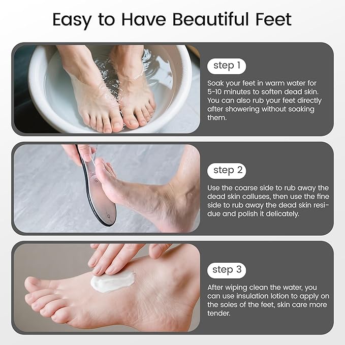 YTD likomey Stainless Steels Foot File,1 Pcs One Piece Molding Coarse Fine Double Sided Super Durable Foot Scrubber,for Wet or Dry Feet Callus Dead Skin Hard Skin Pedicure Remover Tool