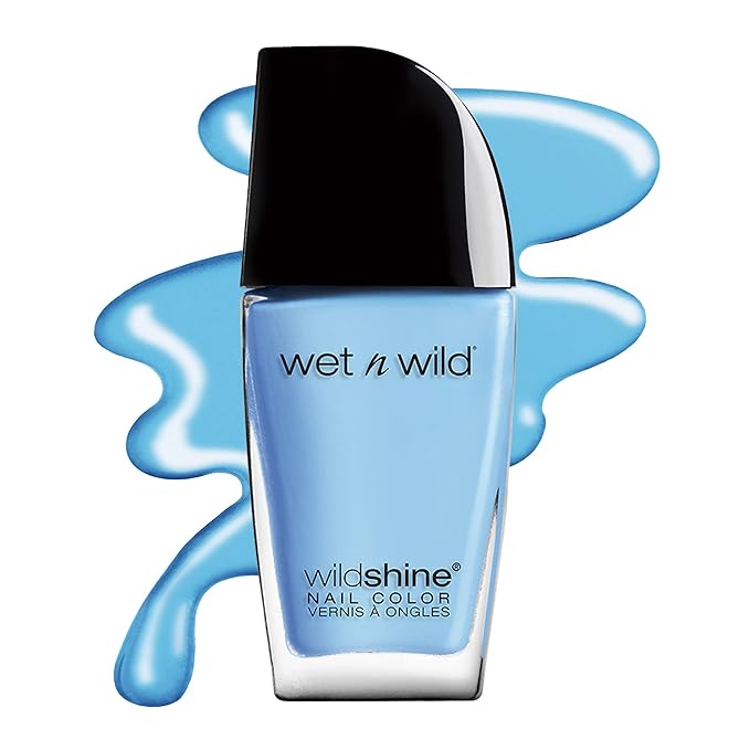 wet n wild Wild Shine Nail Polish, Light Blue Putting on Airs, Nail Color