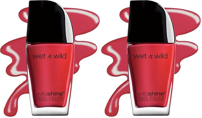 wet n wild Nail Polish Wild Shine, Red Red, Nail Color (Pack of 2)