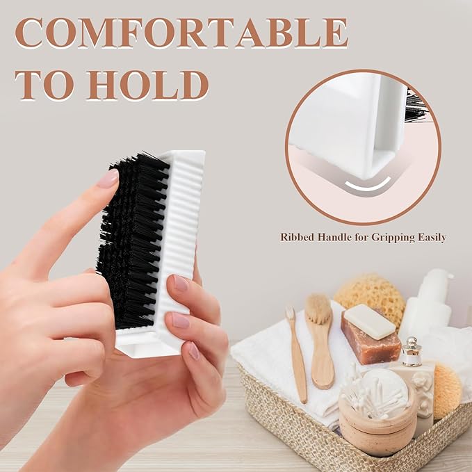 8Pcs Fingernail Brushes, Plastic Surgical Scrub Brushes for Nail Cleaning, Soft Two-Sided Non Disposable Nail Scrubber Brushes for Cleaning Nail and Toes White and Black
