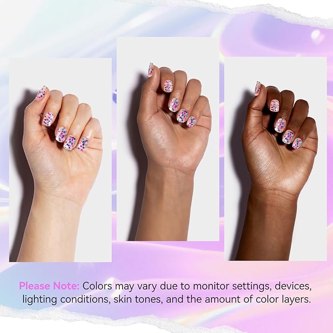Sparkle Nail Polish, Purple Blue Rose Gold Glitter Nail Polish with Hexagon Glitter, Air Dry No Need U/V Lamp, Iridescent Geometric Sparkle Nail Art DIY Home Travel Manicure Gift