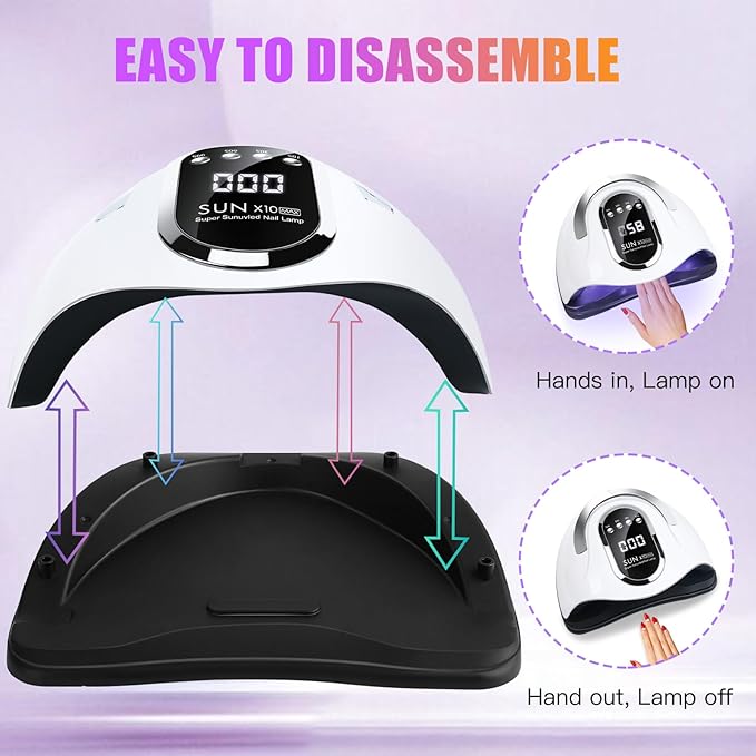 Wisdompark UV LED Nail Lamp 280W, UV Light for Gel Nails with 66Pcs Lamp Beads and Automatic Sensor/4 Timer Settings Professional Nail Dryer for Gel Polish Manicure Art Tools for Home Salon
