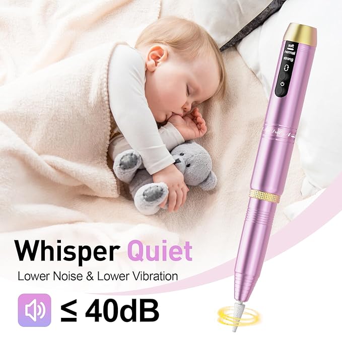 Cordless Nail Drill, Portable Electric Nail File with 11 in 1 Nail Drill Bits for Acrylic Gel Dip Powder Nails, Rechargable Efile Nail Drill Machine Kit for Home Manicure Pedicure, Purple