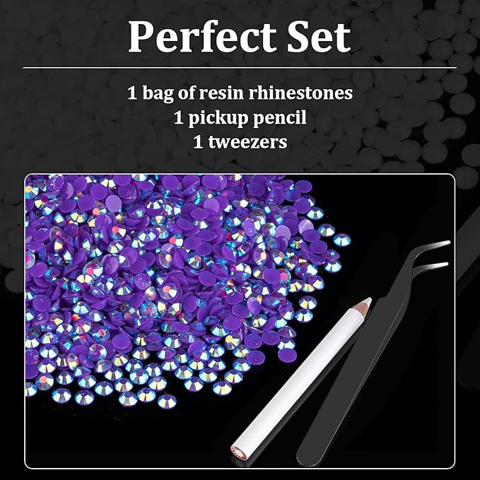 2000pcs 6mm Resin Rhinestones Bulk, Dark Purple AB Flatback Round Jelly Rhinestones Bedazzling Non Hotfix Crystal Gems Large Quantity Wholesale for DIY Crafts Clothes Tumblers Face Makeup Manicure