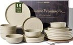 Stoneware Dinnerware Set for 6, Chip & Scratch Resistant, Microwave & by FamiwarePremium