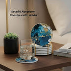 Ceramic Marble Coasters Set of 6, Absorbent Drink Coasters - Image 10