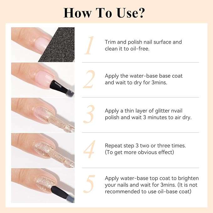 Glitter Nail Polish Quick Dry 12ML, Shimmer Champagne Gold Glitter Nail Polish Sparkly Shine nail polish Holographic Varnish Nail Lacquer Natural Nail Art for Beginner-1PC