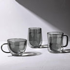 ecooe Black Double Walled Glass Coffee Mug 12 oz Latte Cappuccino Cups Set of 2 - Image 2
