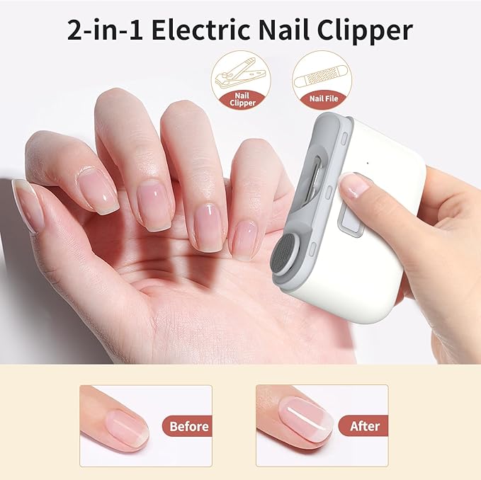 2025 Upgraded 3-in-1 Electric Nail Clipper & Polisher with LED Light, 2-Speed, Auto Shut-Off, Low Noise, USB Rechargeable, Safe for Baby & Seniors