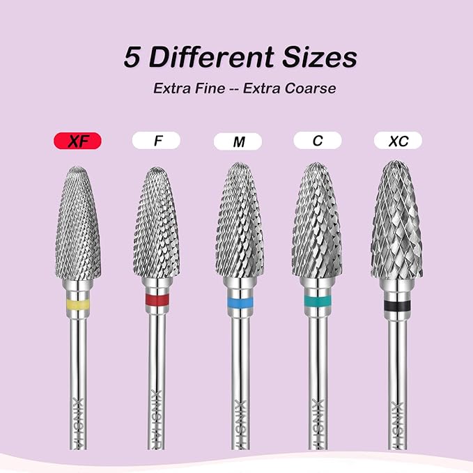 Nail Drill Bits 3/32" Carbide Professional Safety Tungsten Nail File Cone Drill Bit for Acrylic Nail Gel Cuticle cleaner Manicure Pedicure Nail Polishing, Beginner Salon, Extra Fine