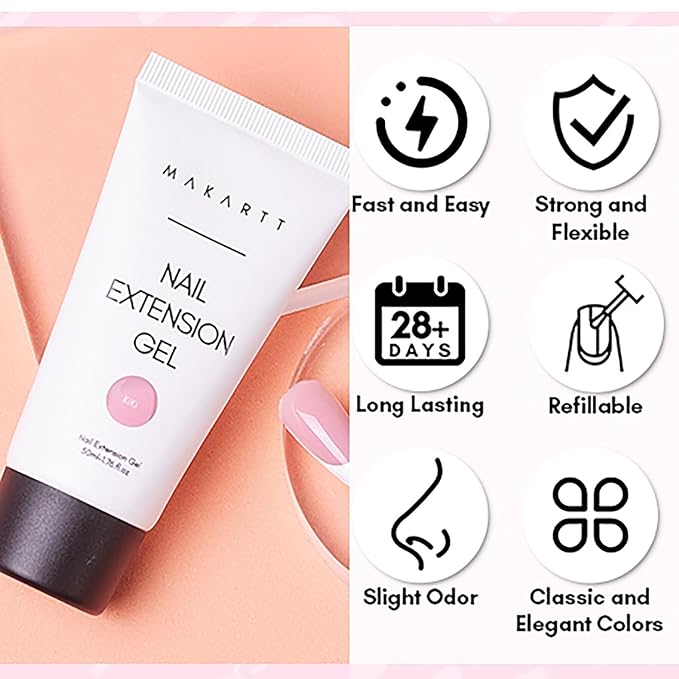 Makartt Poly Nail Gel 50ML Gel Builder for Nails, Pink Brown, Nails Extension, Strengthener Hard Gel Multifunctional Long-Lasting and Easy to Use for Trendy DIY Salon Quality