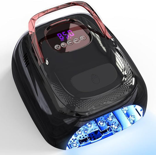 LIMEGIRL Cordless Nail Lamp, 72W Powerful UV LED Nail Dryer with Replaceable Lamp Beads & Battery, UV Light for Gel Polish, Rechargeable & Portable for Professional Nail Salon Use (Black, One Battery)