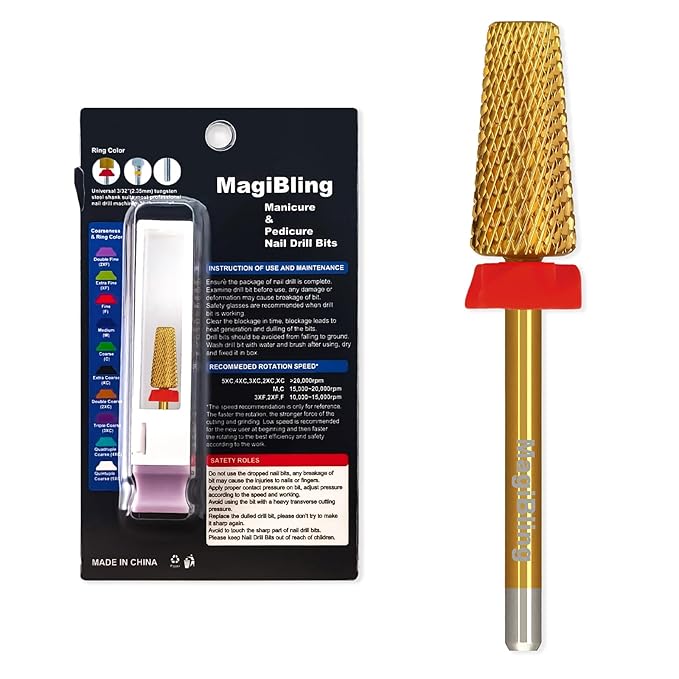 Super Cut Tapered Barrel Nail Drill Bits, 3/32'' Professional Tungsten Carbide Bits, Remove Hard Gel Fast, Right Hand, Suitable for Long Acrylic Nails Gel Polishing, Fine.