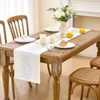 Metallic Style Silver Table Runner, Table Runners 90 Inches Long | Cotton Linen - Image 2