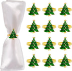Christmas Tree Napkin Rings Set of 12, Evergreen Xmas Tree Napkin Ring Holders by wonlex