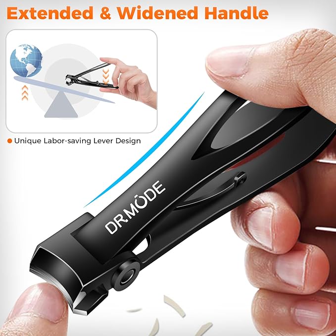 Nail Clippers for Men Thick Nails, Sharp Anti Splash Fingernail Clipper Adult Nail Cutter with Catcher Long Handle, Heavy Duty Large Toenail Clippers for Seniors Thick Toenails with Wide Jaw Opening