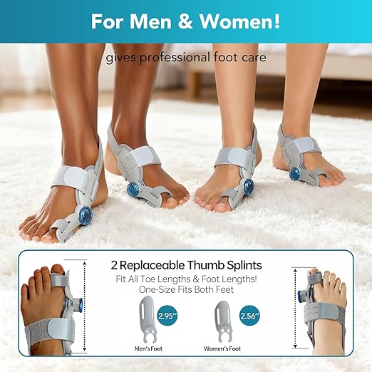 Bunion Corrector for Women Big Toe, Upgraded Adjustable Fix Bunion Relief, Men Big Toe Separator with Soft Gel Pad for Left/Right Feet Fit for All Foot Sizes (Gray 1Pcs)