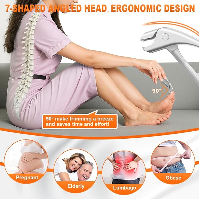 Toenail Clippers for Seniors, 2025 Upgrade Angled Head Nail Clippers for Men with Catcher, CLPPNA Ergonomic Toenails Clipper for Thick Toenails Long Handle, Sharp Wide Jaw Fingernail Clippers Adult
