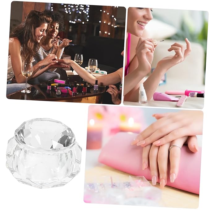 Unique Nail Crystal Glass Cup Nail Art Tool with Lid Manicure Bowl Soaking Bowl Gel Soak off