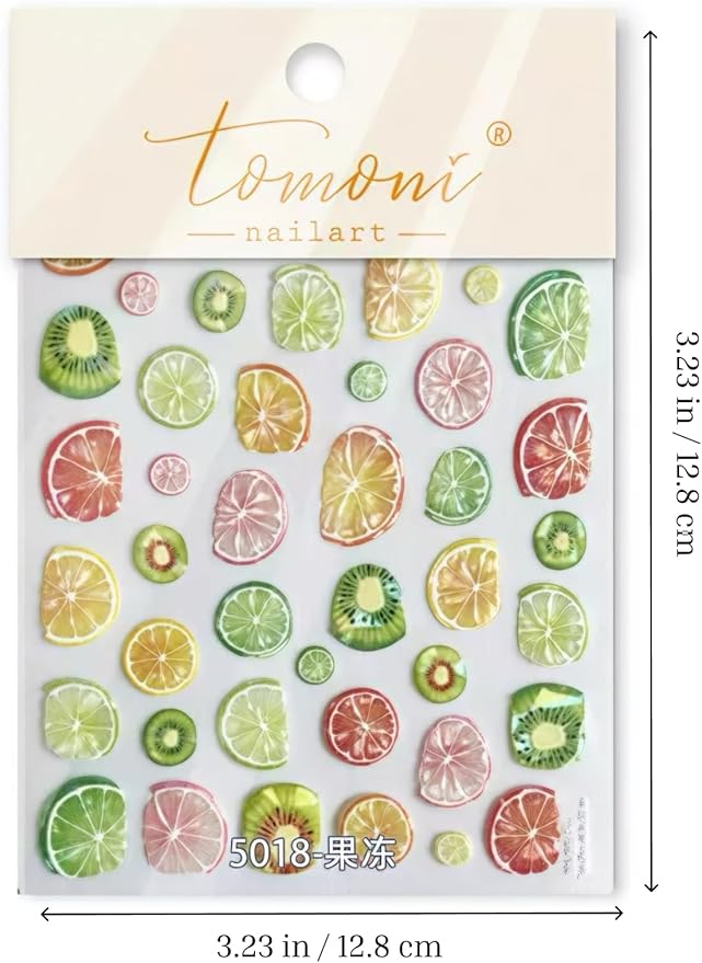 Lemonade Fresh Fruit Nail Stickers 5D Embossed – Premium Salon-Quality Nail Charm Accessories, Self-Adhesive & Easy to Apply Summer Vibe Decals for DIY Manicure, Nail Art, Press-Ons, Home or Salon Use