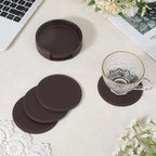 6PCS PU Leather Coasters for Table Protection 4 Inch Round Drink Cup Holders - Image 3