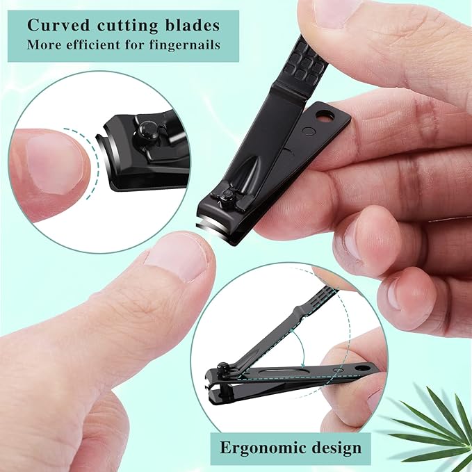 Nail Clippers Set,24 Pack Stainless Steel Nail Clippers Bulk,Black Nail Cutter,Ultra Sharp Sturdy Fingernail Clippers and Toenail Clippers for Women Men(24 Pcs-Black)
