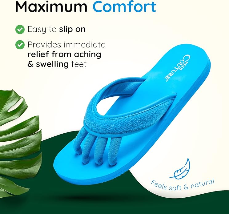 Pedi Couture Pedicure Sandals with Built In Toe Separators for Women - Comfortable Spa Style Flip Flops for Home, Salon, Yoga & Gym Use