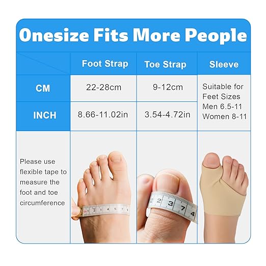 Bunion Corrector With Silicone Inner Pad for Women Men Big Toe Orthopedic Bunion Splint for Hallux Valgus Pain Relief Hammer Toe Straightener for Day Night Support-1 White(Free 2 Bunion Sleeves)