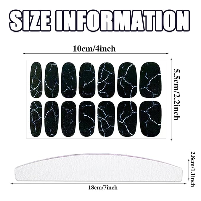 WOKOTO 20 Sheets Dark Color Nail Polish Strips for Women Girls Solid and Gradient Designs Nail Polish Stickers with Nail File Kit Black Blue Purple Stick On Nails Stickers Full Nail Wraps Strips