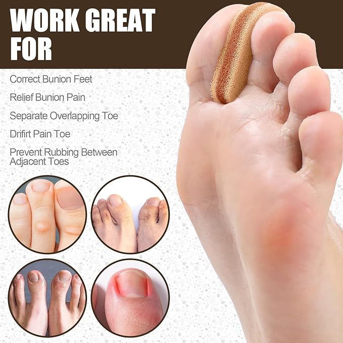 24 Pcs Foam Toe Separator for Corn, Blister, and Hammer Toe Gasket-Redress Overlapping Toes Relieve The Pain Prevent Friction and Release Pressure