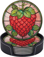 Strawberry Coasters for Drinks, Strawberry Decor Bar Drink Coasters for Coffee - Image 2