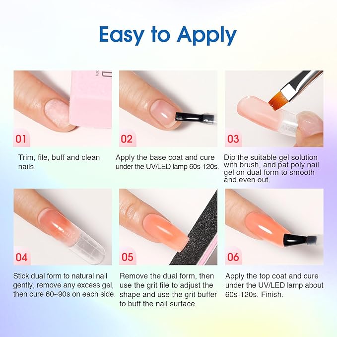 ROSALIND Poly Nail Gel Kit -24 Colors with Accessories Neon Poly Nails Gel Starter Kit with Slip Solution Mini UV Lamp Base Top Coat, Halloween All Seasons Classic Colors Poly Extension Gels Nails Kit