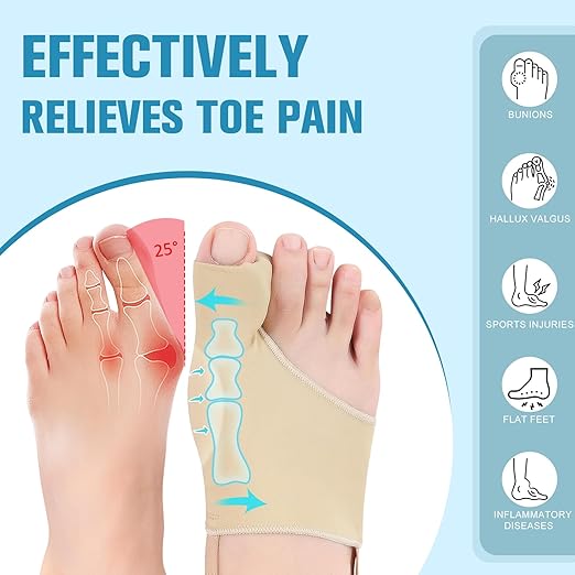 Bunion Corrector Sleeve for Women & Men - Big Toe Spacers with Foot Bunion Pads,Hallux Valgus Support & Discomfort Relief - Flexible Breathable Bunions Sleeve Socks for Day and Night Use (M)