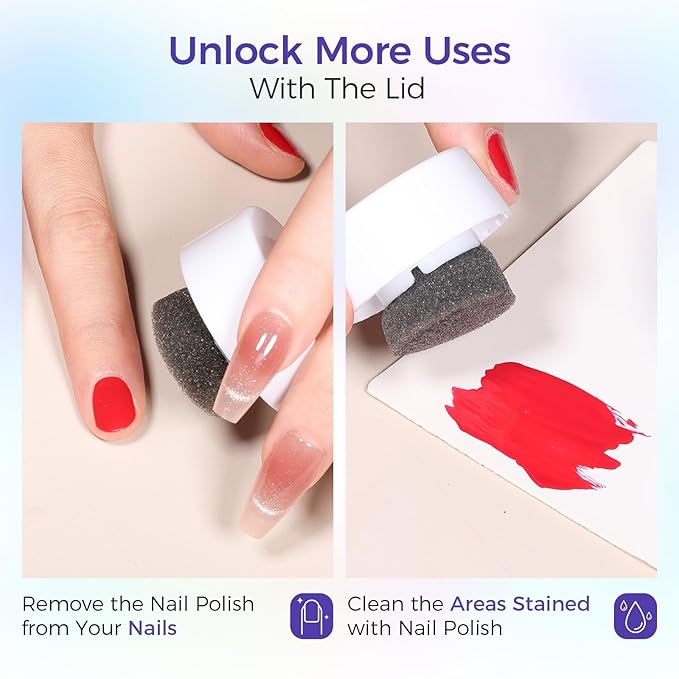 Nail Polish Remover Pot 2 Fl Oz (60ml), Nourishing Formula with Sponge Soak Bottle & Sponge Lid Cap, Gentle Fast Removal for Regular Polish at Home & Salon