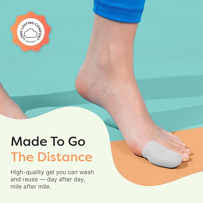 ZenToes 6 Pack Gel Toe Cap and Protector - Cushions and Protects to Provide Relief from Missing or Ingrown Toenails, Corns, Blisters, Hammer Toes (Large, White)