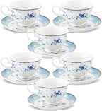 fanquare Blue Rose Porcelain Tea Cup and Saucer Set by fanquare