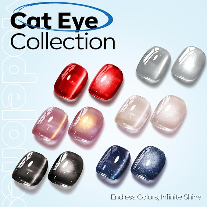 modelones Cat Eye Gel Nail Polish,Blue Glass Nail Polish Sparkle Reflective Glitter Polish Spring Deep Navy Blue Translucent U V Magnet Soak Off LED Nail Art Gel Top Coat DIY Salon 15 ML