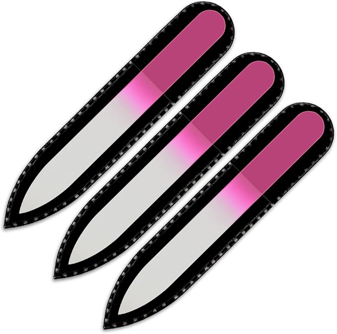Color Crystal Nail File in Black Pouch - Small/Purse Size - Czech Tempered Glass - Handmade in Czech Republic