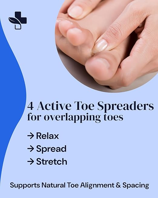 YOGAMEDIC Silicone Gel Toe Spacers - Pack of 4, Adult - Bunion Toe Separator for Relief - Hammertoe Straightener & Active Gel Spreaders