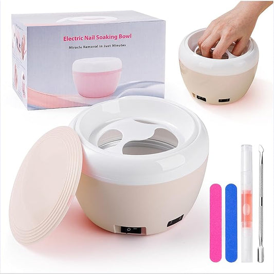 Electric Nail Soaking Bowl Heated Nail Remover Professional Manicure Kit Quick Gel Polish Removal Home Salon Tool