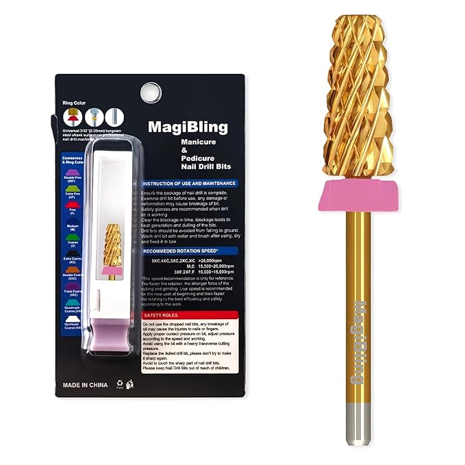 Super Cut Tapered Barrel Nail Drill Bits, 3/32'' Professional Tungsten Carbide Bits, Remove Hard Gel Fast, Right Hand, Suitable for Long Acrylic Nails Gel Polishing, Triple Coarse.