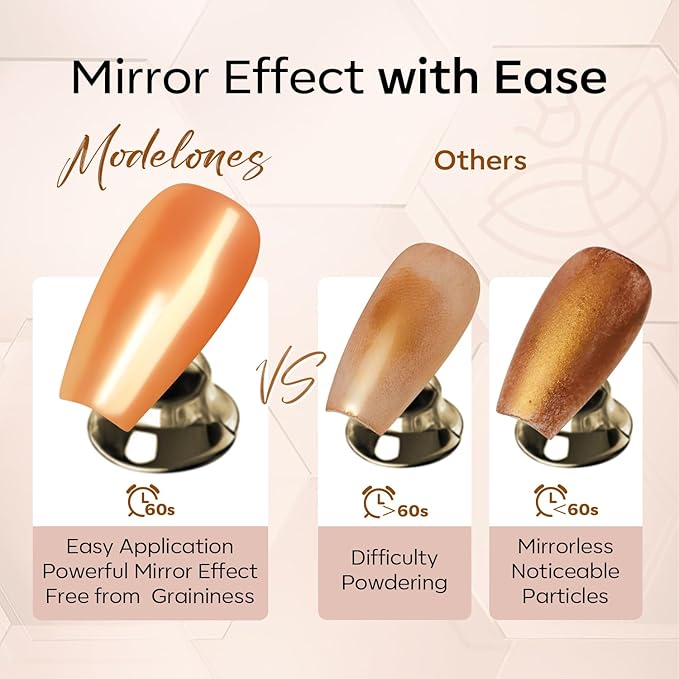 modelones Gel Top Coat for Chrome Nail Powder, Clear Mirror Shiny Chrome Top coat No Wipe Long Lasting Soak Off Nail Lamp High Gloss Chrome Top Coat Gel Nail Polish for Home DIY and Nail Salon